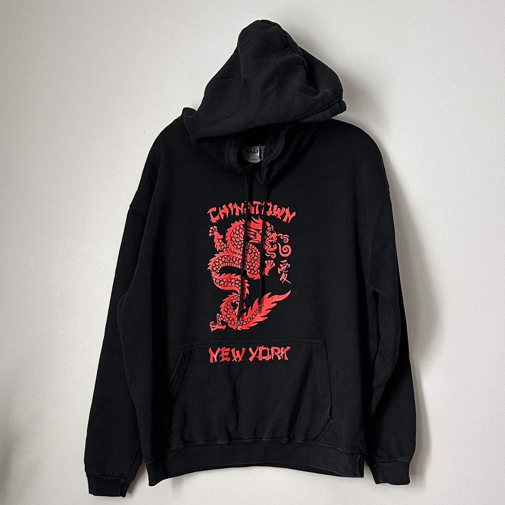 Red Dragon Chinatown New York Men's Black Hoodie size L